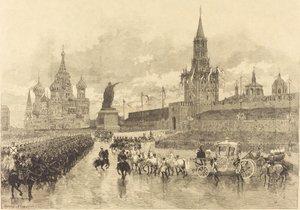 Die Krönung des Zaren. Der kaiserliche Zug durchquert den Königlichen Platz