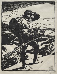 Chasseur Alpin, der die Rheinebene betrachtet von Auguste Louis Lepère