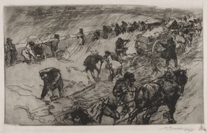 Kampf gegen den Schnee, Quai aux Fleurs von Auguste Louis Lepère
