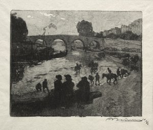 Die Tränke an der Pont Marie von Auguste Louis Lepère