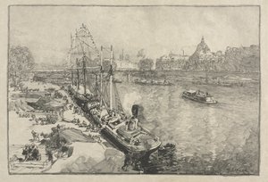 [Großes Dampfschiff am Dock, Paris] von Auguste Louis Lepère