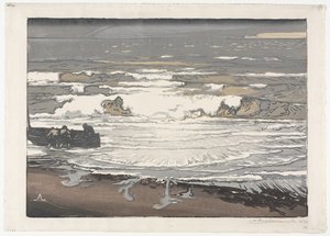 Die brechenden Wellen, Flut von September 1901 von Auguste Louis Lepère