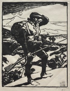 Chasseur Alpin, der die Rheinebene betrachtet
