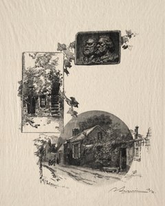 Eingang zum Atelier Rousseau und das Haus von Millet von Auguste Louis Lepère