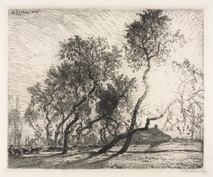 Bauernhof mit Pappeln in Holland von Auguste Louis Lepère
