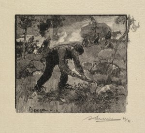 Fontainebleau Wald: Heidekraut Ziehen von Auguste Louis Lepère