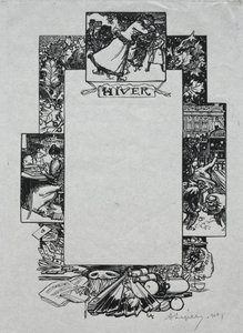 Pariser Almanach, 1897: Dekorativer Rand, Winter von Auguste Louis Lepère