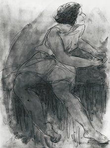 Isadora Duncan (1878-1927) (Bleistift und Waschung auf Papier)