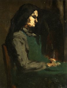 Frau mit grüner Schürze