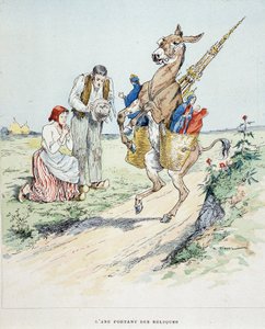 Der Esel, der Reliquien trägt in „Fabeln von La Fontaine“, ill. von Auguste Vimar (1851-1916), Tours, bei A, Mame & Fils
