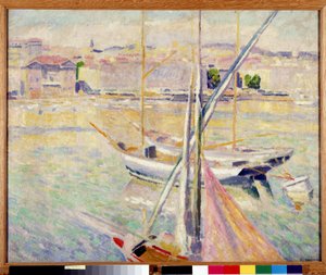 Segelboote im Alten Hafen von Marseille von Augustin Carrera
