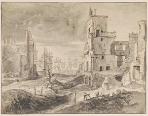 Brüssel nach dem Bombardement von 1695 von Augustin Coppens