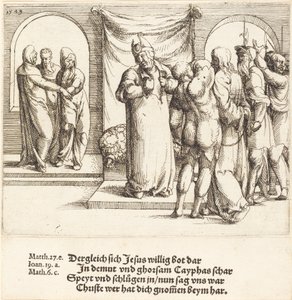 Christus wird verspottet, und Kaiphas zerreißt seine Kleider, 1549 von Augustin Hirschvogel