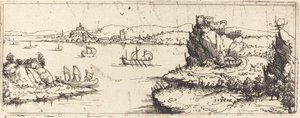 Landschaft mit Segelbooten [untere Platte], 1546