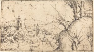Landschaft mit einer Stadt links von Augustin Hirschvogel