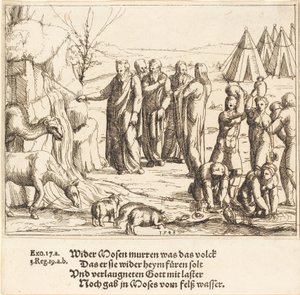 Moses schlägt den Felsen von Augustin Hirschvogel