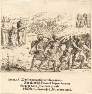 Moses mit ausgestreckten Armen, 1547 von Augustin Hirschvogel