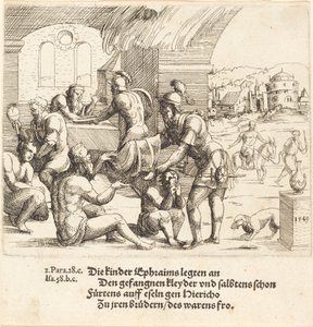 Die Männer von Ephraim kümmern sich um ihre Gefangenen und bringen sie nach Jericho zurück von Augustin Hirschvogel