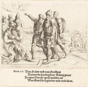 Die drei Könige berichten Herodes von der Geburt Christi von Augustin Hirschvogel