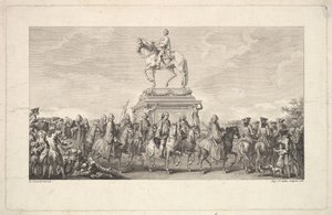 Die Einweihung der Statue von Ludwig XV., Vignette auf Seite 1, aus Beschreibung der Arbeiten, 1766