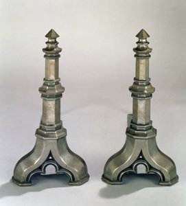 Paar gotische Andirons, ca. 1836