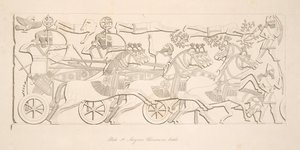 Assyrische Krieger im Kampf, aus Denkmäler von Ninive, veröffentlicht 1849