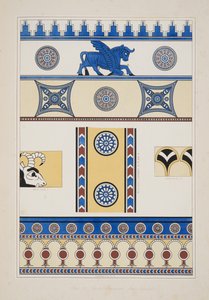 Bemalte Ornamente aus Nimrud, aus Denkmäler von Ninive, veröffentlicht 1849 von Austen Henry Layard