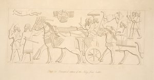 Triumphale Rückkehr des Königs aus der Schlacht, aus Denkmäler von Ninive, veröffentlicht 1849