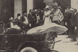 Erzherzog Franz Ferdinand und Erzherzogin Sophie von Österreich in Sarajevo kurz vor ihrer Ermordung