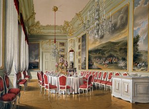 Speisesaal in den Kaiserlichen Apartments, Schloss Schönbrunn (UNESCO-Weltkulturerbe) von Austrian School