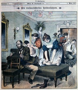 Humorvolle Darstellung eines amerikanischen Massagesalons