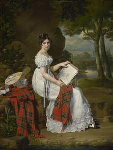 Frau, die in einer Landschaft skizziert, ca. 1830 von Austrian School