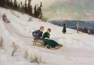 Schlittenfahren und Skifahren