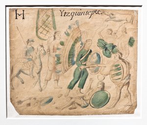 Codex Lienzo de Tlaxcala / Kampf zwischen Kriegern