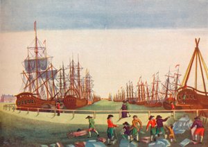 Walfangschiffe in Kingston Upon Hull, um 1780 von B. F. Liezel