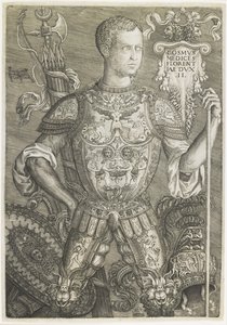 Cosmo I de Medici, graviert von Niccolo della Casa (fl. ca. 1543-48) von Baccio (after) Bandinelli