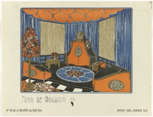 Gazette du Bon Ton, 1920 - No. 10, Pl. XLV: Fond de Boudoir von Bagge and Huguet