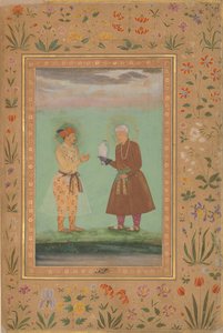 Jahangir und sein Vater Akbar, Folio aus dem Shah Jahan Album von Balchand