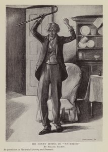 Der englische Schauspieler Henry Irving in Arthur Conan Doyles Stück Waterloo von Balliol (after) Salmon