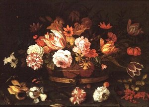 Rosen, Tulpen in einem Korb