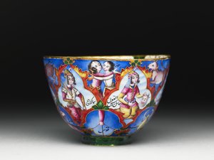 Gedeckter Schüssel, Untertasse und Löffel mit astrologischer Dekoration, frühes 19. Jahrhundert
