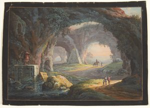 Eine Fantasielandschaft mit antiken Ruinen und Figuren von Barbara Dietzsch
