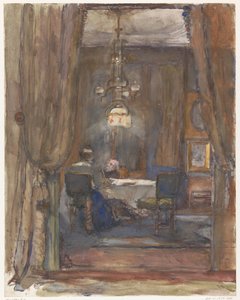 Das Wohnzimmer an der Riouwstraat in Den Haag, bei Abend von Barbara Elisabeth van Houten