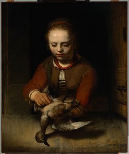 Junges Mädchen rupft eine Ente, ca. 1650