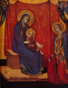 Die Madonna auf dem Thron und zwei Stifter in Anbetung, 1374