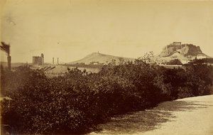 Athen - Tempel des Olympischen Zeus und Akropolis von Osten von Baron Paul des Granges