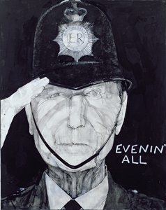 Porträt von Jack Warner als Dixon of Dock Green, Illustration für The Listener, 1970er von Barry Fantoni