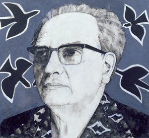 Porträt von Olivier Messiaen, Illustration für The Sunday Times, 1970er