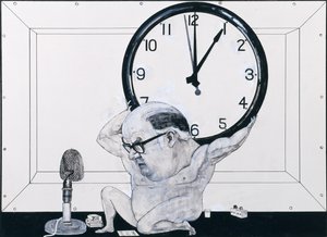 Porträt von William Hardcastle, Illustration für The Radio Times, 1970er von Barry Fantoni