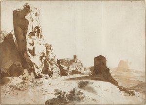 Die fantastischen Felsen und das Schloss von Bomarzo [recto] von Bartholomeus Breenbergh